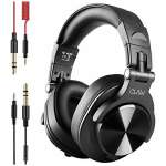 CLAW SM50 Professional Studio Monitoring DJ Headphones with 2 detachable cables (2.8m Coiled Cable & 1.2m Straight Cable with Mic and In-line Controls) (Black)