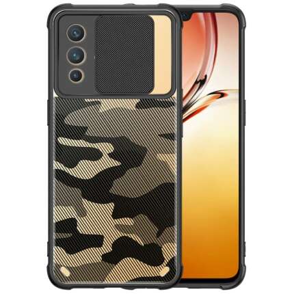 Cascov Military Grade Protection Shock Proof Slim Slide Camera Lens Cover Camouflage Lens Mobile Phone Case for Vivo V23 Pro - Black