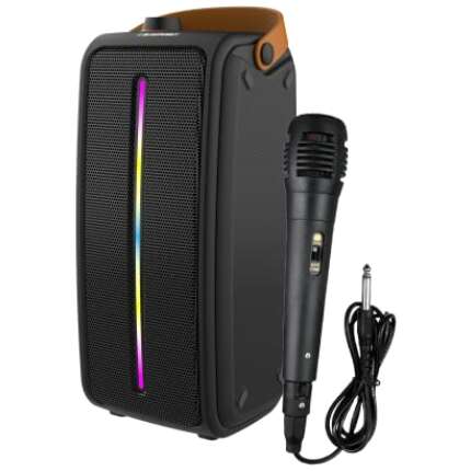 Blaupunkt Atomik PS30 Wireless Bluetooth 30W Outdoor Party Speaker I Dual Passive RadiatorI 3000mAh Battery I Dynamic RGB Lights I Karaoke with Mic I EQ Button I TWS FUNCTION I Flexible Carrying Strap