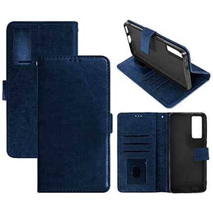 Casotec for Mobile Leather Flip Cover-Blue