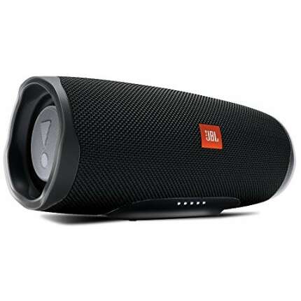 JBL Charge 4, Wireless Portable Bluetooth Speaker, JBL Signature Sound with Powerful Bass Radiator, 7500mAh Built-in Powerbank, JBL Connect+, IPX7 Waterproof, AUX & Type C (Without Mic, Black)