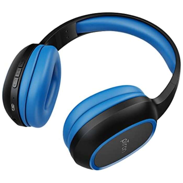 pTron Studio Over-Ear Bluetooth 5.0 Wireless Headphones, Hi-Fi Sound with Deep Bass, 12Hrs Playback, Ergonomic & Lightweight Wireless Headset, Soft Cushions Earpads, Aux Port & with Mic - (Blue)