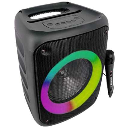 ZEBRONICS Zeb-Buddy 500 Portable Wireless Speaker with BT v5.0, 25W RMS Output, TWS, 20.3cm(8”) Driver, 5H Backup, USB, mSD, AUX, FM Radio and Built in Rechargeable Battery, Black