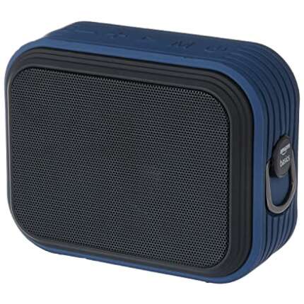AmazonBasics Bluetooth Speaker, IPX6 Waterproof, TWS Function, 8W, Powerful Bass, BT 5.0, Up to 18hrs Playtime*, microSD Card Slot, AUX Input, USB Support and in-Built Noise Cancelling Mic (Blue)