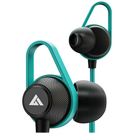 Boult Audio Bassbuds Loop 2 Wired in Ear Earphones with 10mm Powerful Driver for BoomX™ Rich Bass, Adjustable Ear Loop, Inline Controls, L-Shaped Connector, IPX5, Voice Assistant (Teal Blue)
