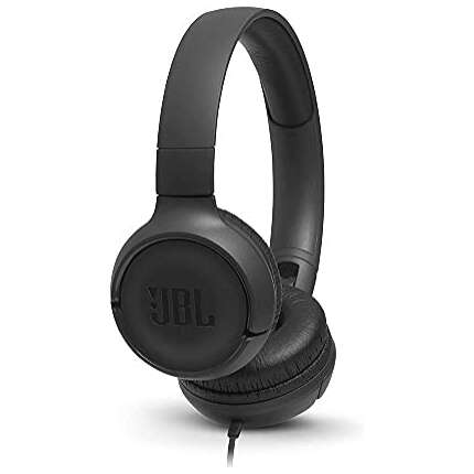 JBL Tune 500, Wired On Ear Headphone with Mic, Headphones for Work from Home, Conference Calls, Online Learning & Teaching, JBL Pure Bass Sound, One Button Multi-Function Remote (Black)