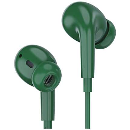 Ambrane Wired Earphones with in-line Mic for Clear Calling, 12mm Dynamic Drivers for BoostedBass™, 3.5mm Jack, Multi-Functional Controller (Stringz 74, Green)