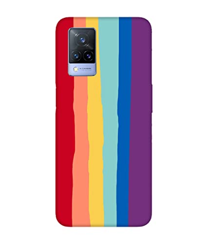 LETAPS® Colorful Designer Printed Mobile Back Hard Case and Cover for vivo V21 / vivo V21 5G (Rainbow Art, Red, Yellow, Mix Colour - 8335)