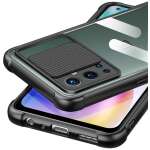 Cascov Military Grade Protection Shock Proof Slim Slide Camera Lens Cover Transparent Lens Mobile Phone Case for OnePlus 9 Pro - Black