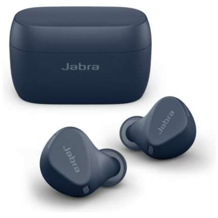 Jabra Elite 4 Active in-Ear Bluetooth Earbuds - True Wireless Ear Buds with Secure Active Fit, 4 Built-in Microphones, Active Noise Cancellation and Adjustable HearThrough Technology - Navy