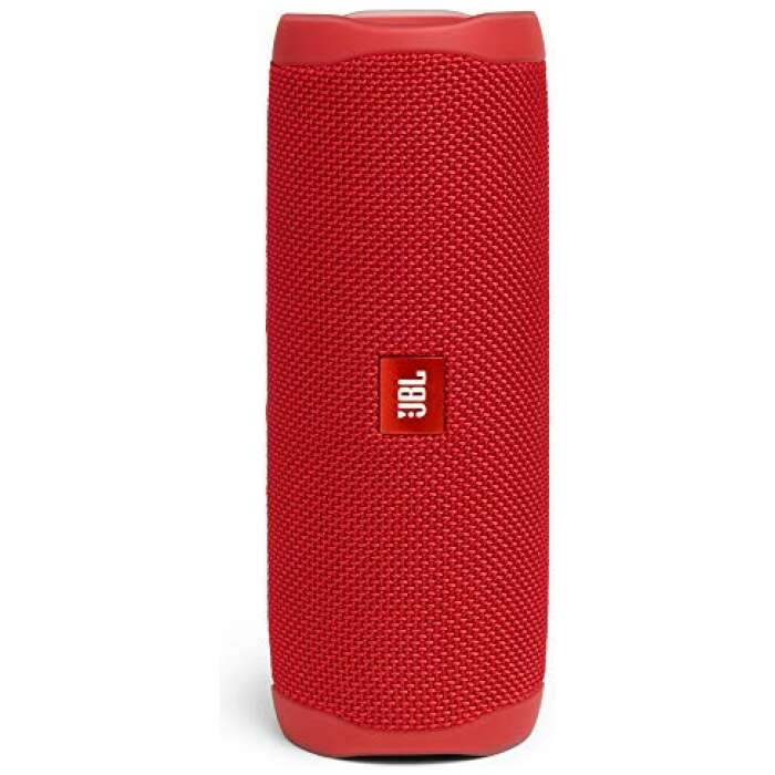JBL Flip 5 Wireless Portable Bluetooth Speaker, JBL Signature Sound with Powerful Bass Radiator, Vibrant Colors with Rugged Fabric Design, JBL PartyBoost, IPX7 Waterproof & Type C (Without Mic, Red)