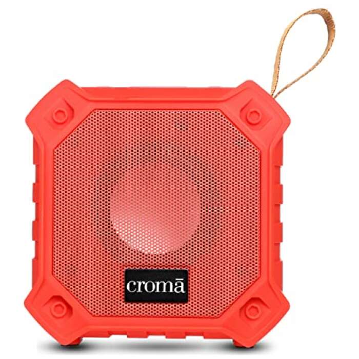 Croma 5W Portable Bluetooth Speaker with 21 hours play time at mid volume, Bluetooth v5.0, Built in Mic, Multiple connectivity modes, True Wireless Technology (12 Months Warranty) (CREMP2101sBTSP, Red)
