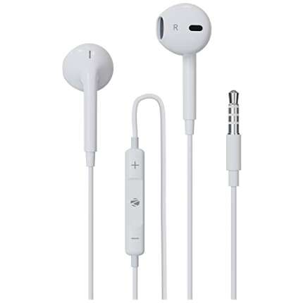 Zebronics Zeb-Buds 30 3.5Mm Stereo Wired In Ear Earphones With Mic For Calling, Volume Control, Multifunction Button, 14Mm Drivers, Stylish Eartip,1.2 Meter Durable Cable And Lightweight Design(White)