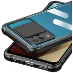 Cascov Military Grade Protection Shock Proof Slim Slide Camera Lens Cover Transparent Lens Mobile Phone Case for Samsung Galaxy A12 - Black