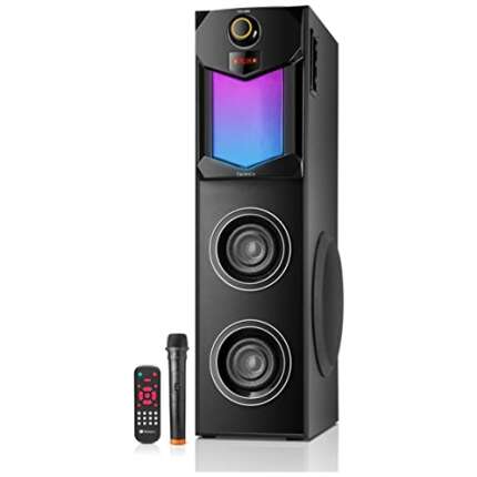 Tronica Premium Series PS-01 Bluetooth Party Speaker with Dancing Lights 110W Powerful Home Theater DJ with Wireless Microphone & Remote
