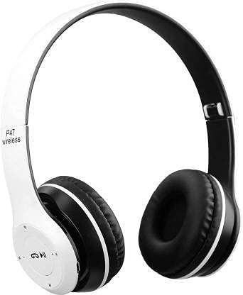 VEKIN P47 Wireless Bluetooth Noise Cancellation Over-Ear Headphone with Mic with FM and SD Card Slot (Color White)