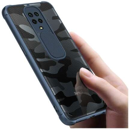 Glaslux Camouflage Lens Back Cover Shock Proof Slim Slide Camera Lens Cover Military Grade Protection Mobile Phone Case for Poco M2 Pro - Blue