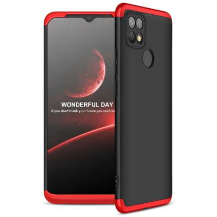 Cascov Full Body 3-in-1 Slim Fit (Red-Black-Red) Alround 360 Protection Back Case Cover for Oppo A15S