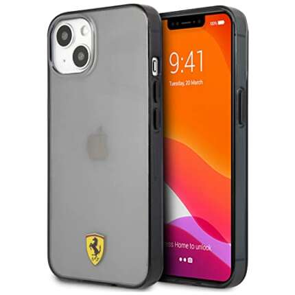 Ferrari iPhone 13 Case [Official Licensed] by CG Mobile | Shadow | Shock Absorption Protective Case/Cover Designed for iPhone 13 (6.1-Inch, 2021) - Black Shadow
