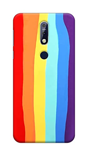 NDCOM Color Gradient Rainbow Stripes Printed Hard Mobile Back Cover Case for Nokia 7.1