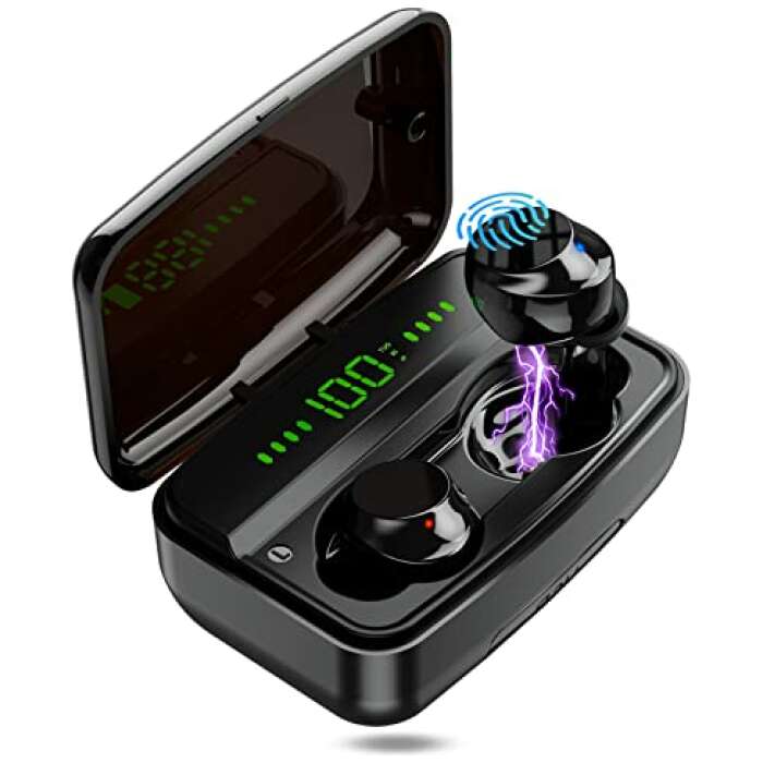 Newly Launched EDYELL® Upgraded A1 True Wireless Earbuds/Earphones/in-Ear TWS Stereo Headphones with Massive 3500MAH Charging Case/POWERBANK Advanced Bluetooth V5.0 IPX7 Trusted Waterproof Extra-Long Playtime, Built-in Mic with Deep Bass for Sports and Workout