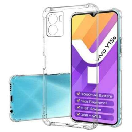 LazyLion Back Case Cover for Vivo Y15S Shockproof Bumper Corner|Soft Feel |Lens Protection Cover (Pack of 2)