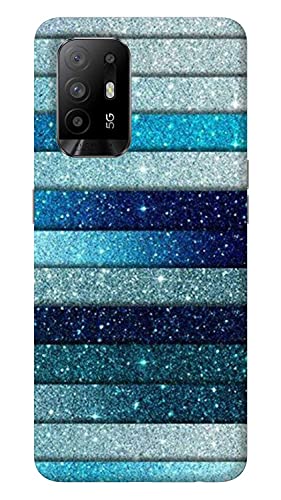 NDCOM Blue Glitter Printed Hard Mobile Back Cover Case for Oppo F19 Pro+