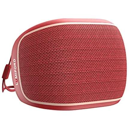 Lumiford GoMusic BT12 Wireless Bluetooth Speaker with Mic, Portable Speaker with Unique TWS Connection, Splash Proof, Voice Assistance & Multi connectivity Options (3.5 AUX, USB, Micro-SD, FM Radio) - Red