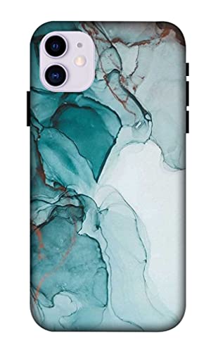 NDCOM Blue Green Marble Printed Hard Mobile Back Cover Case for iPhone 11