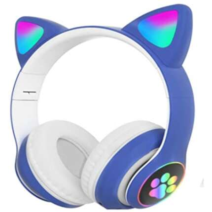 Daemon Headphones, Bluetooth Wireless Headphones for Kids Teens Adults, Over-Ear Bluetooth Headphones with Microphone, Cat Ear Headphones for Girls Women (Baby Blue)