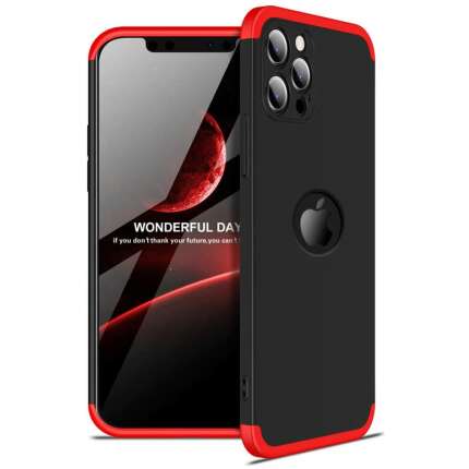 Zivite Full Body 3-in-1 Slim Fit (Red-Black-Red) 360 Degree Protection Hybrid Hard Bumper Back Case Cover for iPhone 12 Pro Max