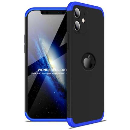 Glaslux Full Body 3-in-1 Slim Fit (Blue-Black-Blue) Full 360 Protection Back Case Cover for iPhone 12 Mini