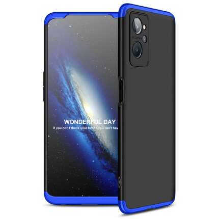Glaslux Full Body 3-in-1 Slim Fit (Blue-Black-Blue) Full 360 Protection Back Case Cover for Realme 9i