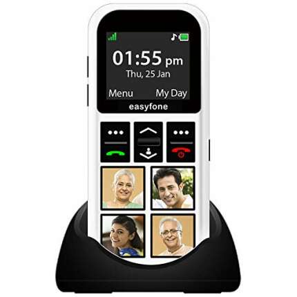 Seniorworld easyfone Star for Elders - Phone Cum Safety Device for Seniors with 20+ senior citizen friendly features like SOS button, GPS Tracking, Discreet Listening, Photo Speed Dial, Auto Call back, App based Remote access, Loud sound, Dock charger,10 Days Battery Backup etc