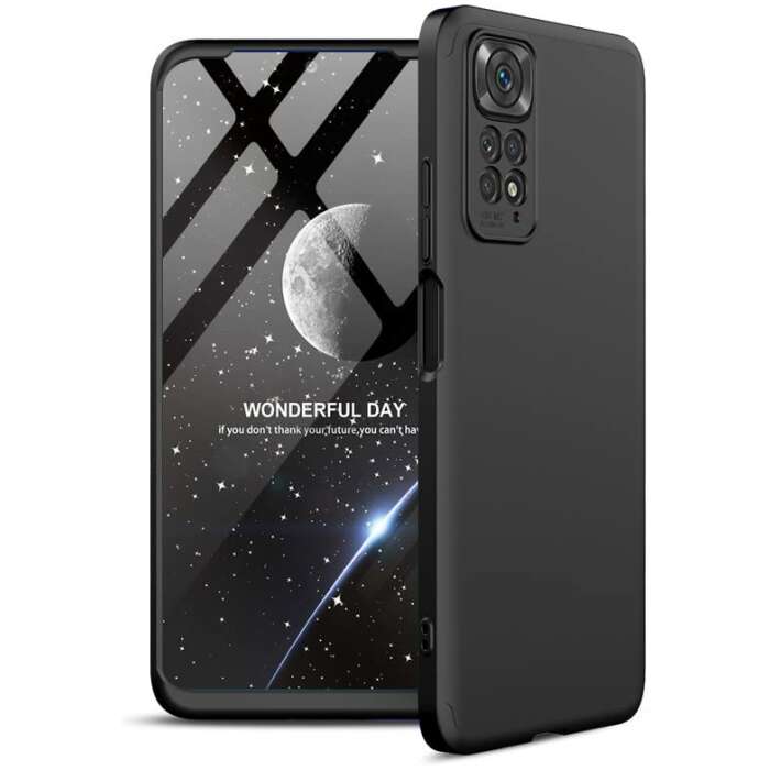 Cascov Full Body 3-in-1 Slim Fit (Full Black) Alround 360 Protection Back Case Cover for Redmi Note 11 / Note 11s