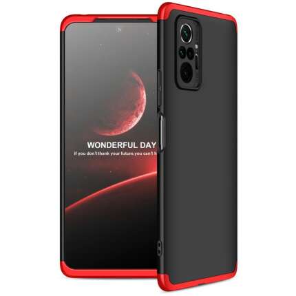 Glaslux Full Body 3-in-1 Slim Fit (Red-Black-Red) Full 360 Protection Back Case Cover for Redmi Note 10 Pro Max
