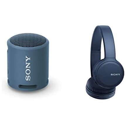 Sony Srs-Xb13 Wireless Extra Bass Portable Bluetooth Speaker (Blue), Small & Wh-Ch510 Bluetooth Wireless On Ear Headphones Without Mic Up-to 35Hrs Playtime Lightweight, Type-C, Blue