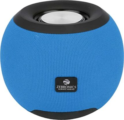 ZEBRONICS Zeb-Bellow 40 Wireless Bluetooth v5.0 Fabric Finish 8W Portable Speaker with Supporting 6Hrs Backup, 55mm Driver, Powerful Bass, USB, mSD, AUX Input, Built-in FM, TWS & Call Function (Blue)