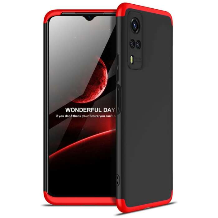 Cascov Full Body 3-in-1 Slim Fit (Red-Black-Red) Alround 360 Protection Back Case Cover for Vivo Y51/Y51A/Y53S/Y31