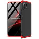 Glaslux Full Body 3-in-1 Slim Fit (Red-Black-Red) Full 360 Protection Back Case Cover for Xiaomi Mi 11 Lite