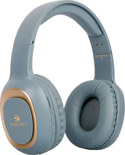 Zebronics Zeb - Paradise Wireless BT Headphone Comes with 40mm Drivers, AUX Connectivity, Built in FM, Call Function, 15Hrs* Playback time and Supports Micro SD Card (Blue)