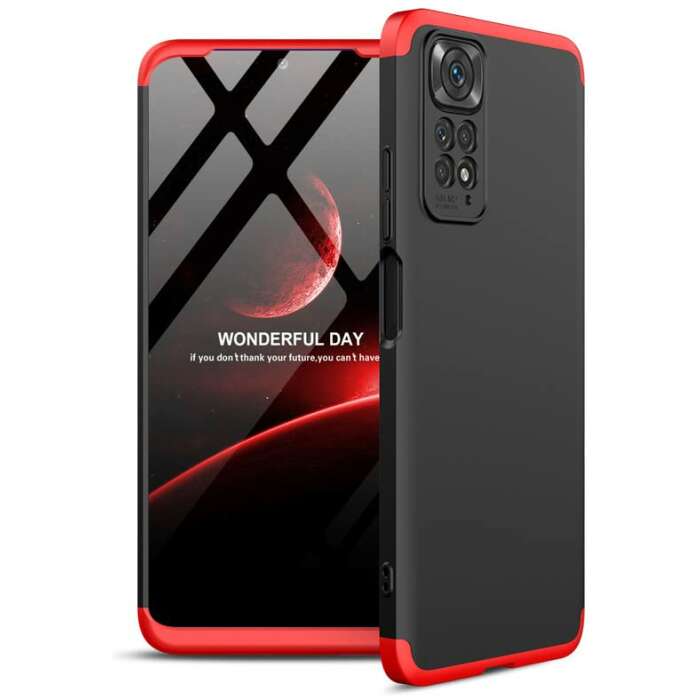 Zivite Full Body 3-in-1 Slim Fit (Red-Black-Red) 360 Degree Protection Hybrid Hard Bumper Back Case Cover for Redmi Note 11 / Note 11s