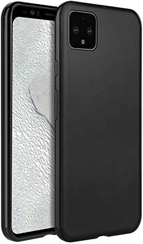 LazyLion Back Cover Case for Google Pixel 4, Silicone Shockproof Phone Case with [Soft Anti-Scratch Microfiber Lining] Black (Pack of 2)