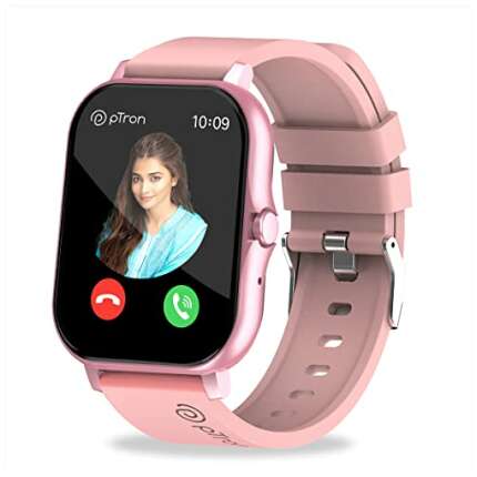 Newly Launched pTron Force X10 Bluetooth Calling Smartwatch with 1.7" Full Touch Color Display, Real Heart Rate Monitor, SpO2, Watch Faces, 5 Days Runtime, Fitness Trackers & IP68 Waterproof (Pink)