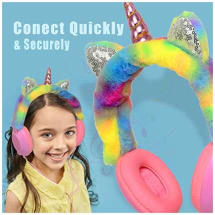 KEDY Magical Unicorn Themed Fur Headphone for Girls,Unicorn Headphone for Girls Wired Headphone 3.5 mm Plug Type/Jack Ideal for Girls