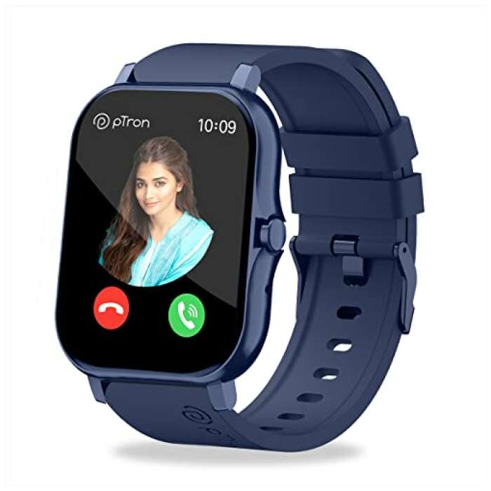 Newly Launched pTron Force X10 Bluetooth Calling Smartwatch with 1.7" Full Touch Color Display, Real Heart Rate Monitor, SpO2, Watch Faces, 5 Days Runtime, Fitness Trackers & IP68 Waterproof (Blue)