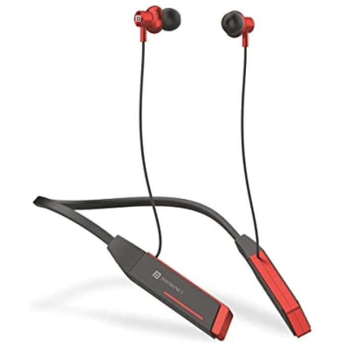 Portronics Harmonics Z2 Wireless Bluetooth 5.2 Headset with Mic, ENC Noise Cancelling, Upto 30Hrs Playtime, Fast Charging Type C Neckband, Voice Assistant, & in-line Controls (Red)