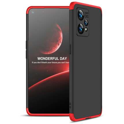 Cascov Full Body 3-in-1 Slim Fit (Red-Black-Red) Alround 360 Protection Back Case Cover for Realme 9 Pro Plus