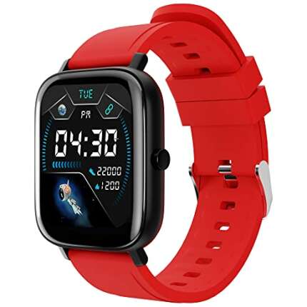 Zebronics ZEB-FIT280CH Smart Watch with Screen Size 3.55cm (1.39inch) 12 Sports Modes, IP68 Waterproof, Heart Rate, BP, SpO2, Caller ID, 7 Days Storage (Black+ Red)