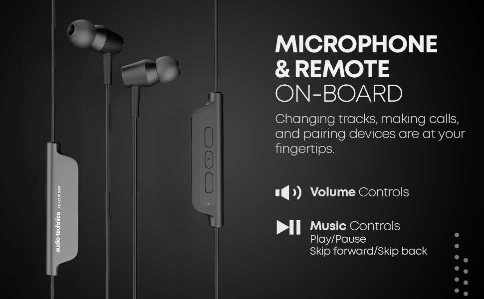 Audio technica earphone handsfree microphone mic volume control in-ear sound extra bass hd 